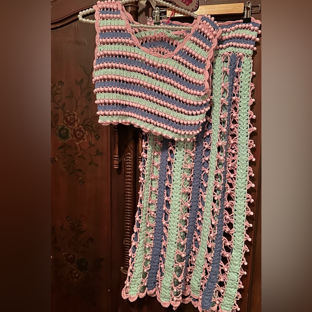 CeliaB Gaia Argento Colorful Crochet Two-Piece Set - Picture 8 of 9